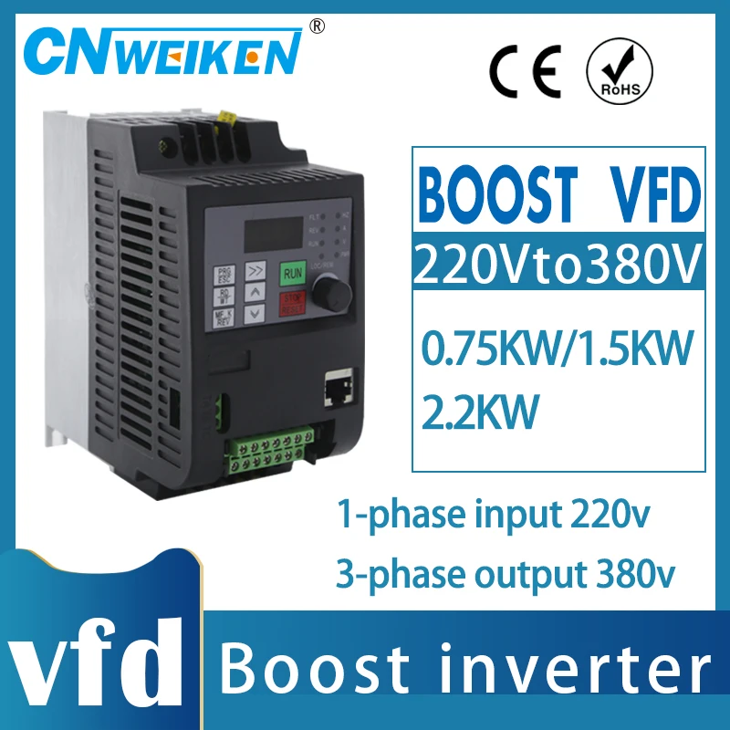 Imagem -03 - Inversor de Frequência para Motor Monofásico Conversor de Entrada 220v Trifásico 220v ou 380v de Saída 5.5kw 7.5kw Vfd