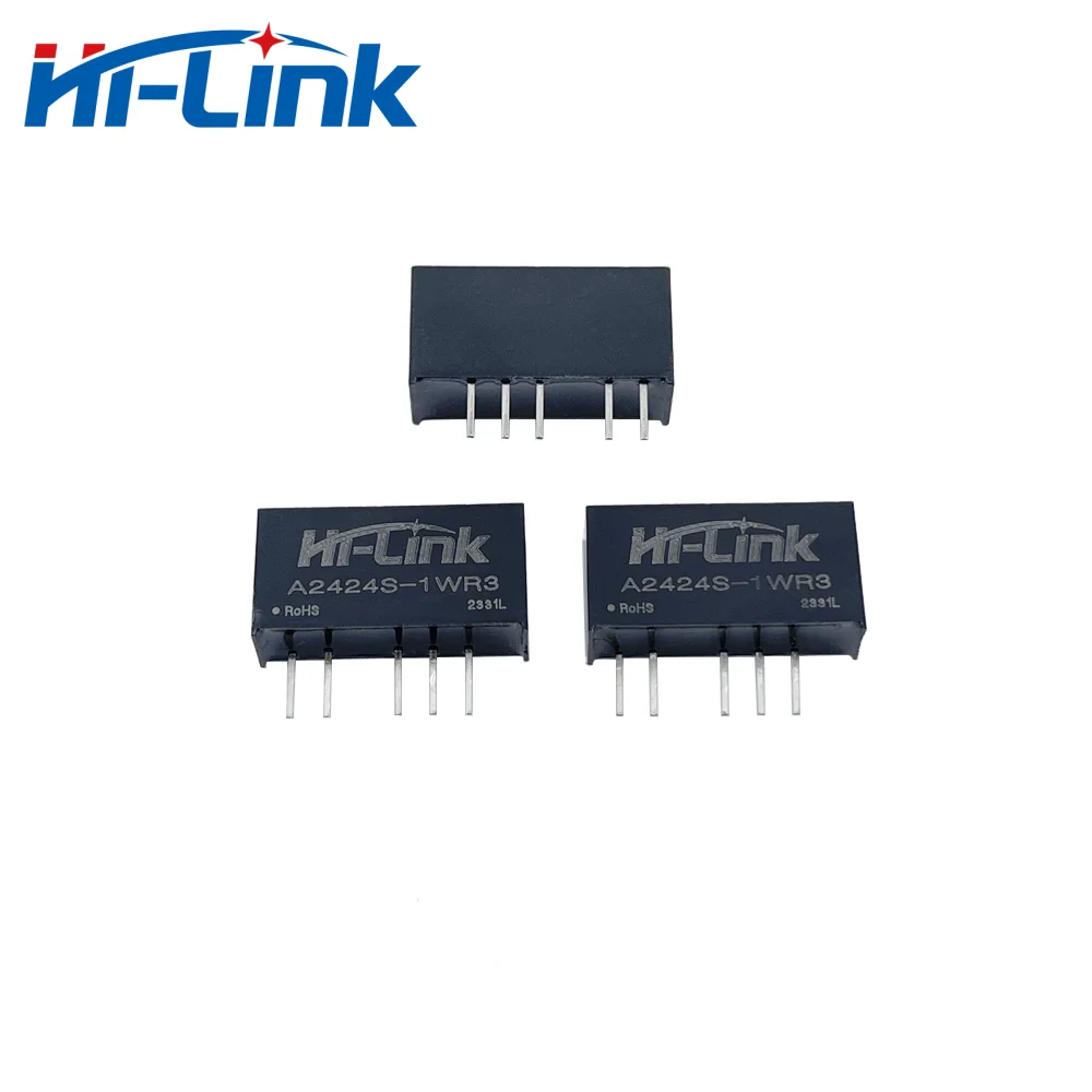 Hilink 2pcs/Lot A2424S-1WR3 ±24V ±21mA DC DC dual output Isolated Power Supply Module High efficiency Low Ripple