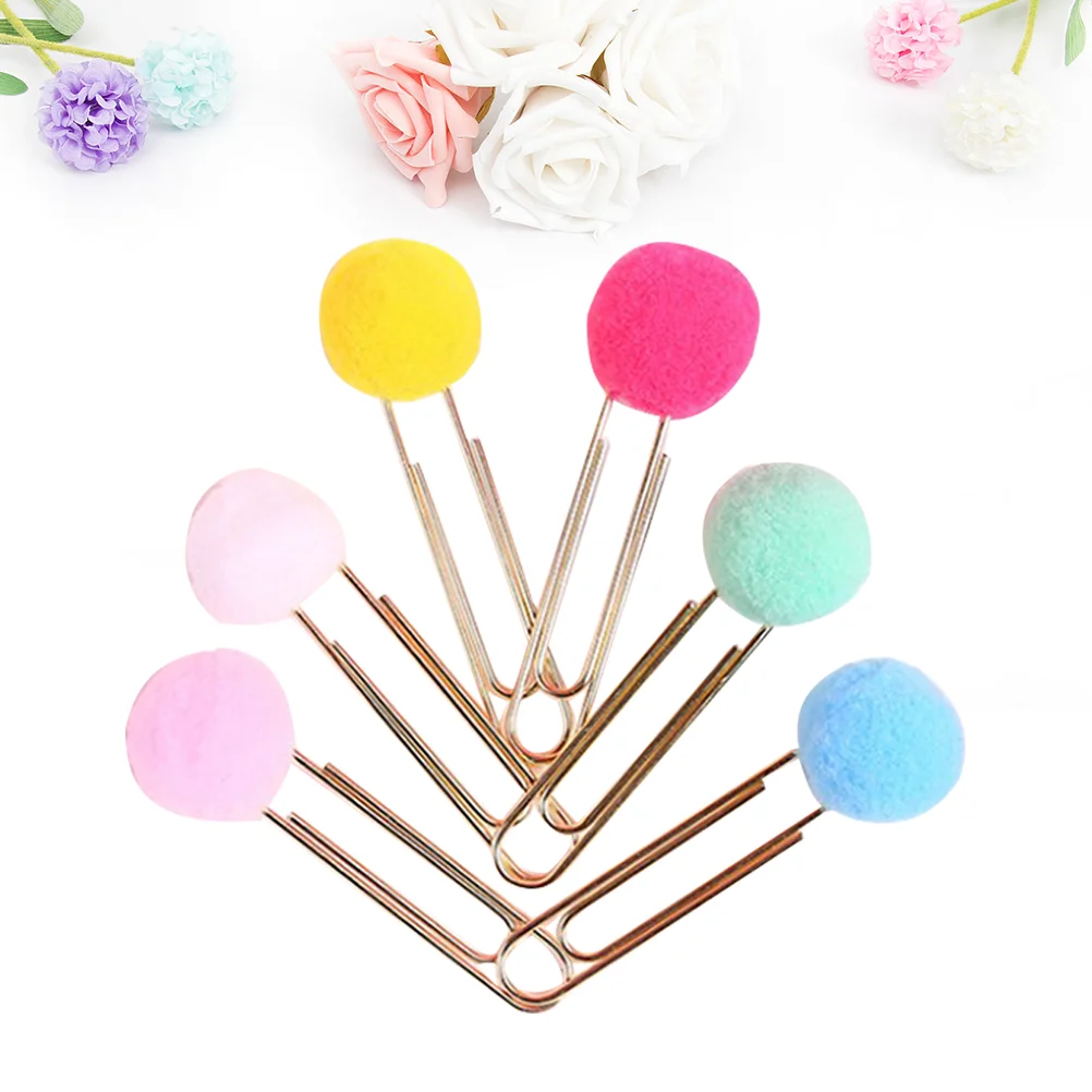 

30 Pcs Product Office Paper Clip Metal Clips Ball Colored Plush Bookmark Account