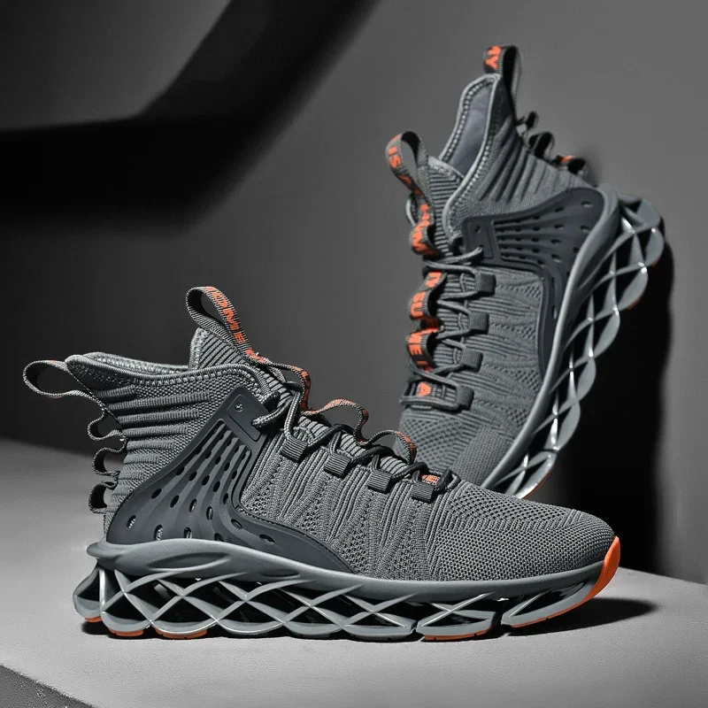 Large size men's shoes new summer running Breathable flying woven sports casual shoes blade net men's fashion image 2