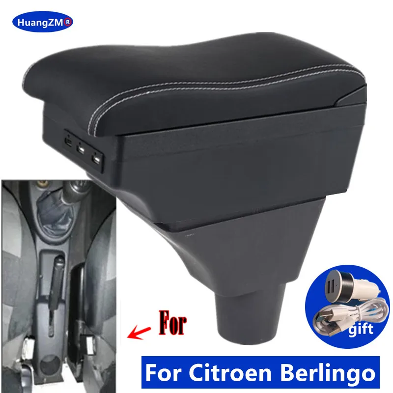 

Автомобильный подлокотник для Citroen Berlingo, центральный ящик для хранения, USB-порт, интерьер, специальная модернизация, автомобильные аксессуары