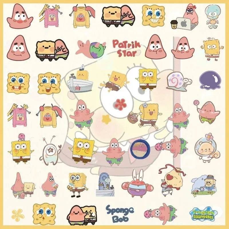 Cartoon Cute SpongeBob SquarePants Patrick Star Stickers Thin Tough Adhesive Nail Stickers Waterproof Nail Stickers Wholesale