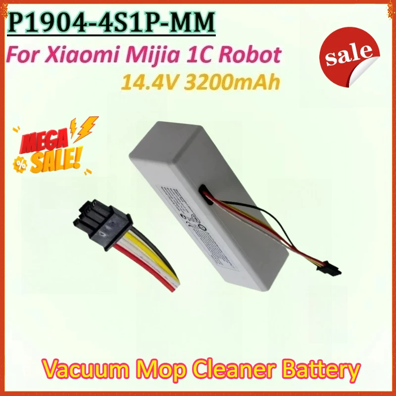 

New 14.4V 3200mAh 18650 Rechargeable Battery P1904-4S1P-MM STYTJ01ZHM for Xiaomi Mijia 1C Robot Vacuum Mop Cleaner Battery
