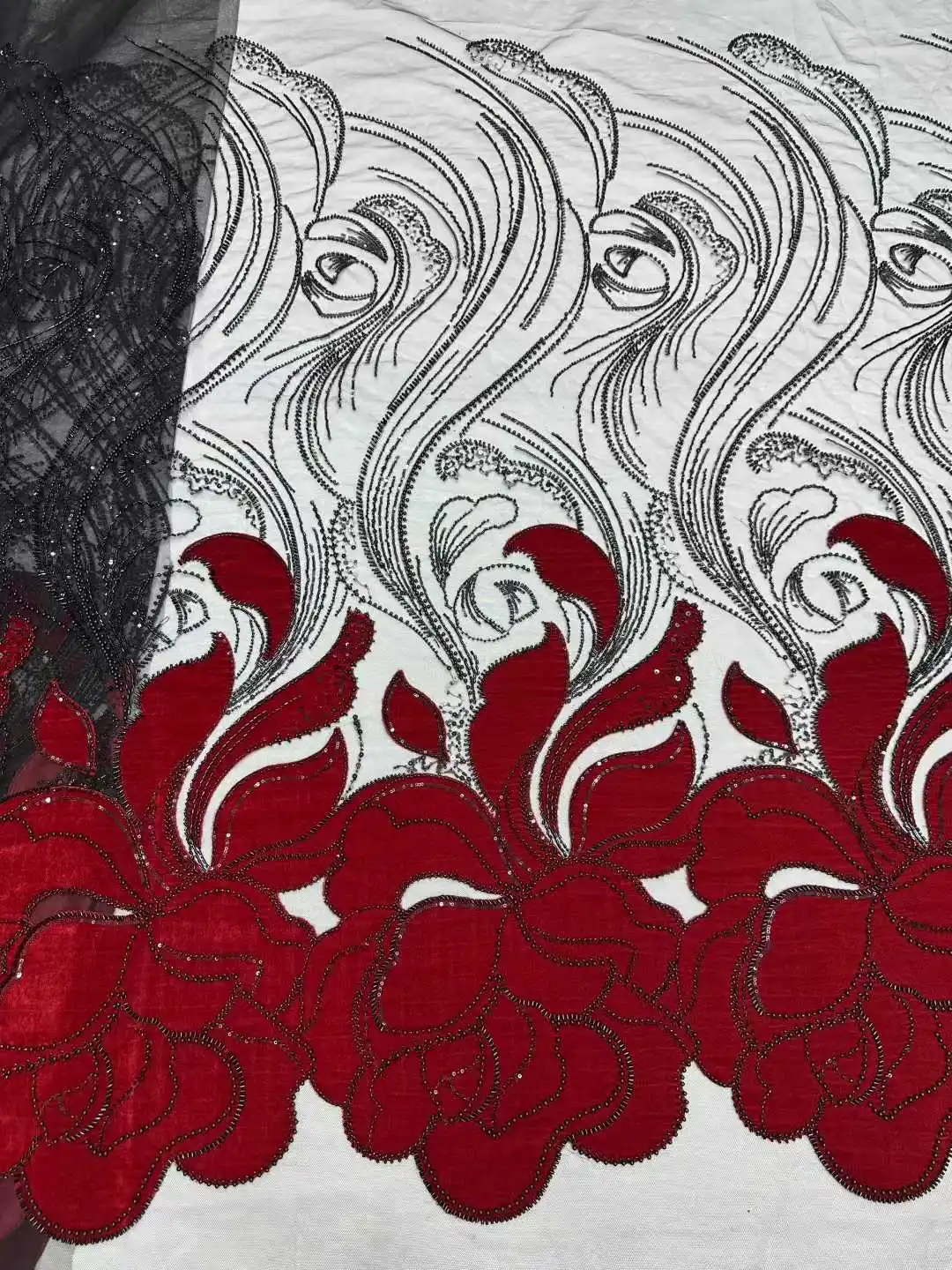 ผ้าลูกไม้กำมะหยี่หรูหราปักเลื่อมสไตล์แอฟริกันสำหรับเจ้าบ่าว ผ้าลูกไม้ฝรั่งเศสไนจีเรียคุณภาพสูงปี 2025 สำหรับชุดแต่งงาน