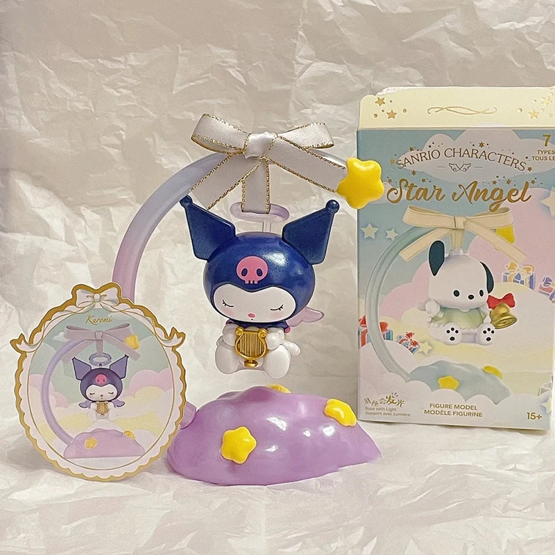 New Sanrio Star Wishing Angel Series Blind Box Cute Kuromi My Melody Characters Night Light Mystery Box Desktop Decoration Gift