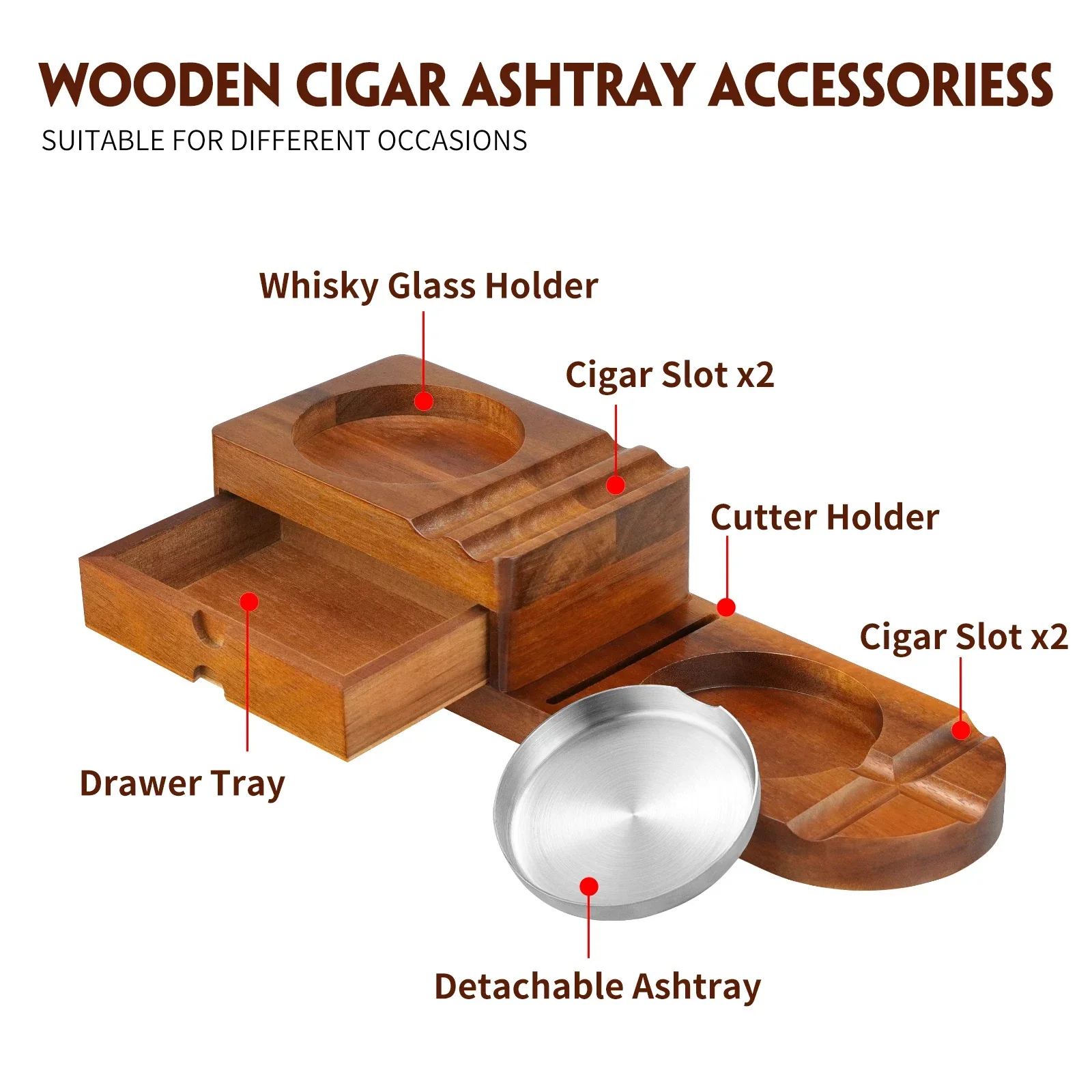 Portable Cigar Ashtray Multifunctional Cigar Slot Holder Home Luxury Tobacco Rest Cigar Ashtray Premium Men Gift Smoking Accesso