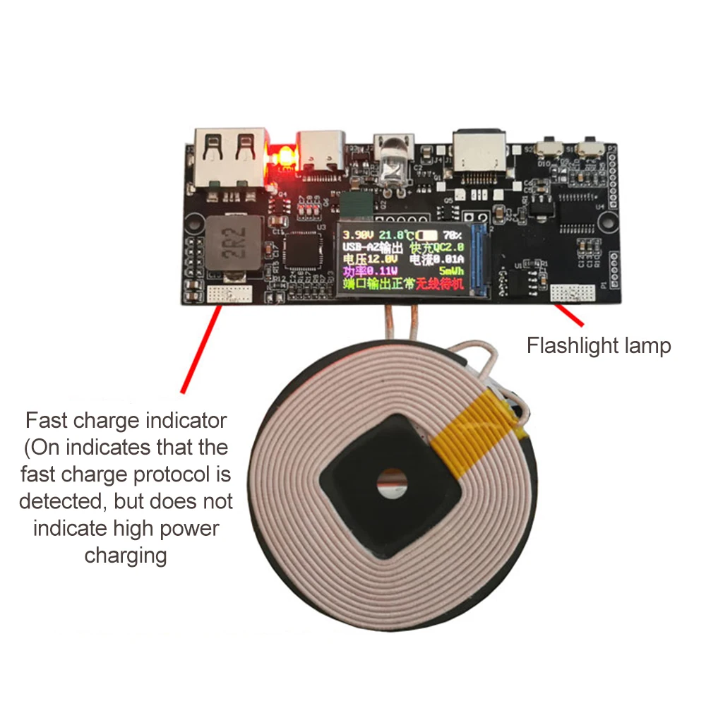 QC4.0 QC3.0 moduł szybkiego ładowania wyświetlacza LCD 22.5W mikro/typ C przenośny powerbank USB 18650 moduł ładowania zabezpieczenie temperaturowe