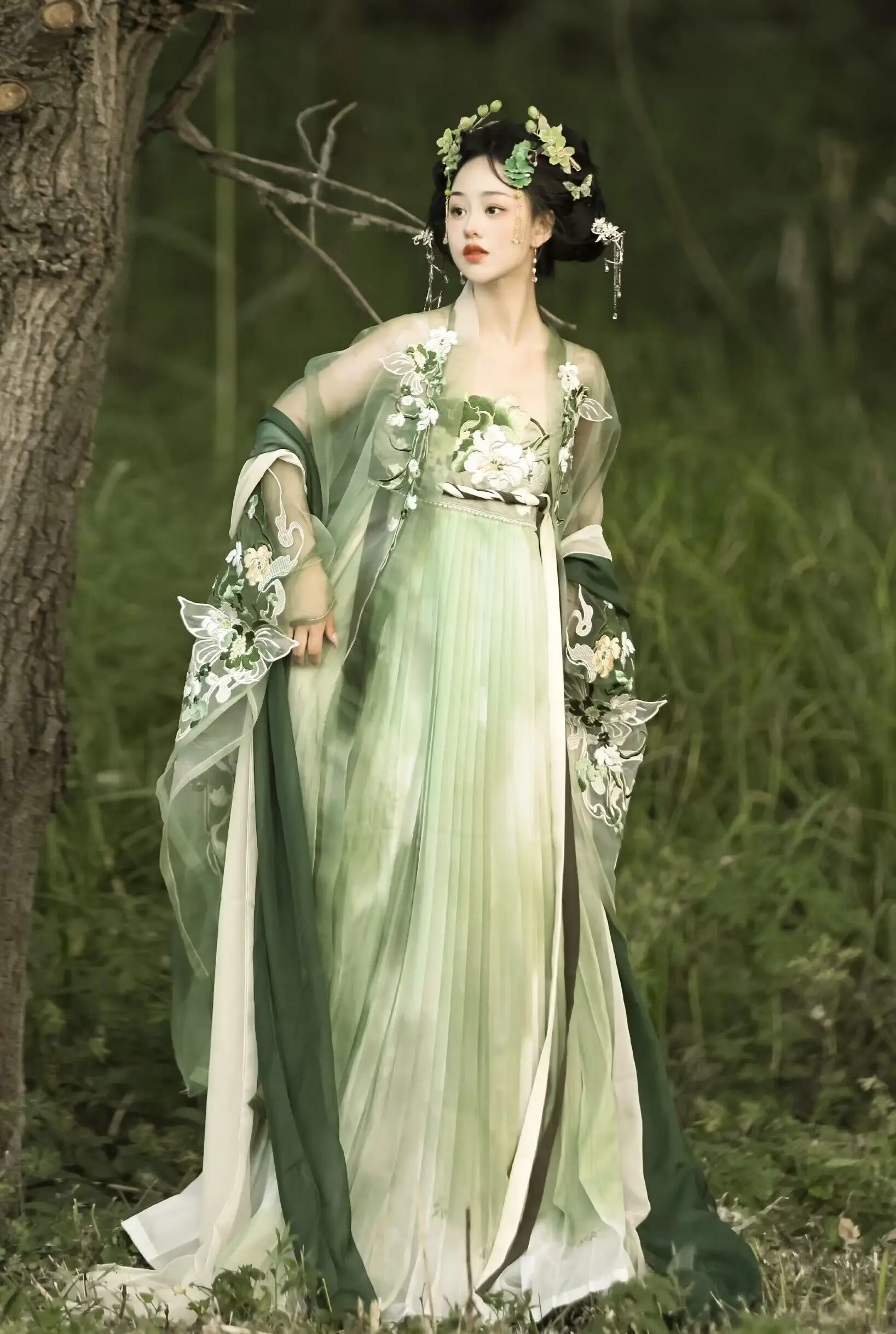 

Original Hanfu Women's Qingyao Heavy Embroidery Husk Skirt Tang Dynas Large Sve irt Super Fairy Daily Spring Summer