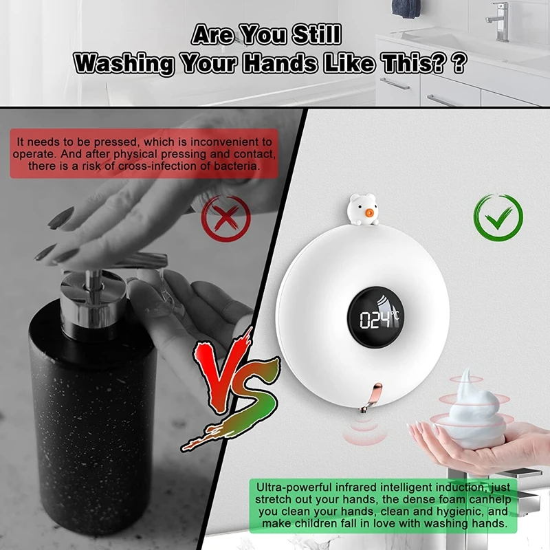 Mới Bình Đựng Xà Phòng Liquid 300Ml Touchless Tự Động Bọt Xà Phòng Treo Tường Gắn Rửa Tay Diệt Khuẩn Máy Phòng Tắm Nhà