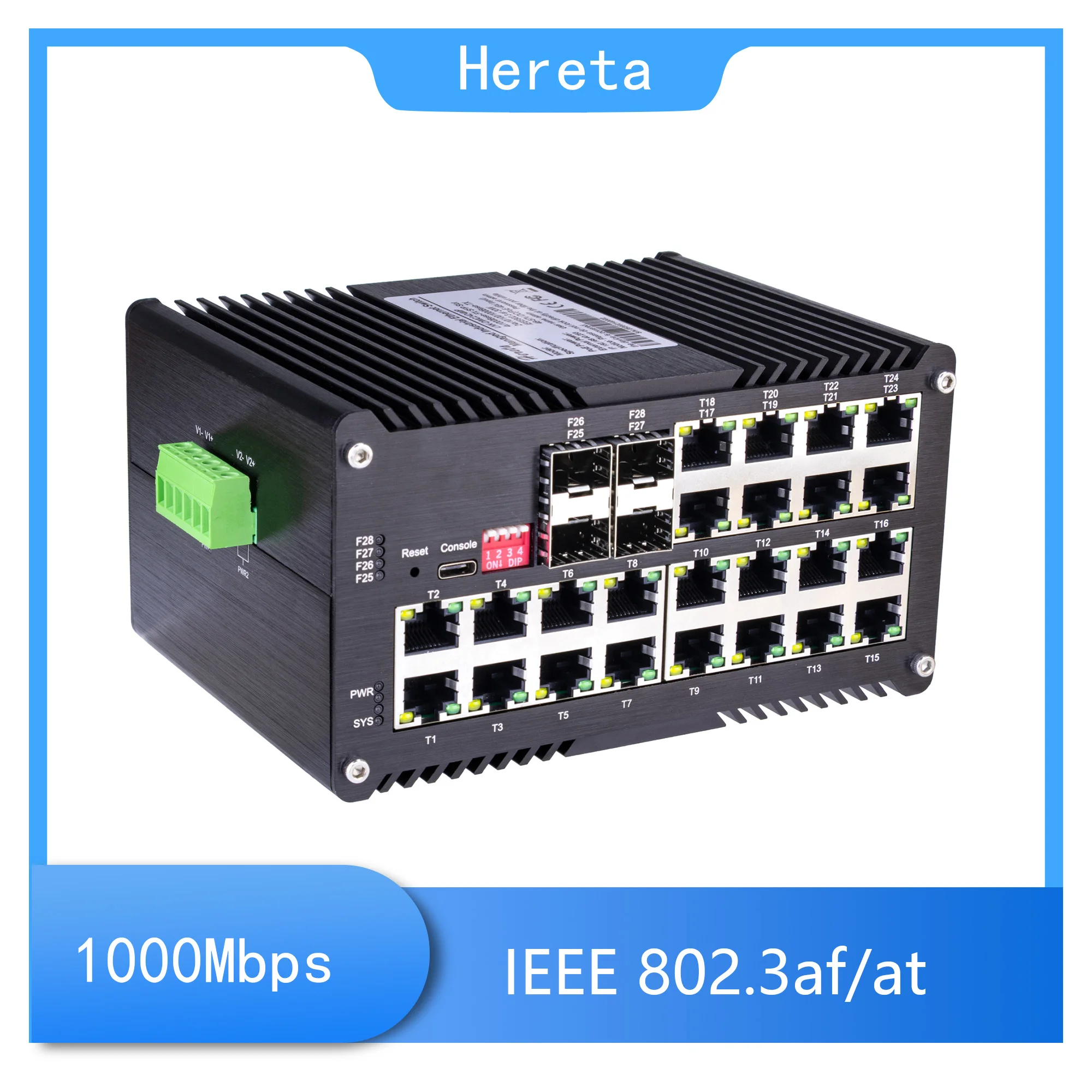 

Industrial L2 24-Port 802.3at PoE + 4-Port 1000X SFP Managed Gigabit PoE Ethernet Switch Web Management Fiber Din-Rail Mount