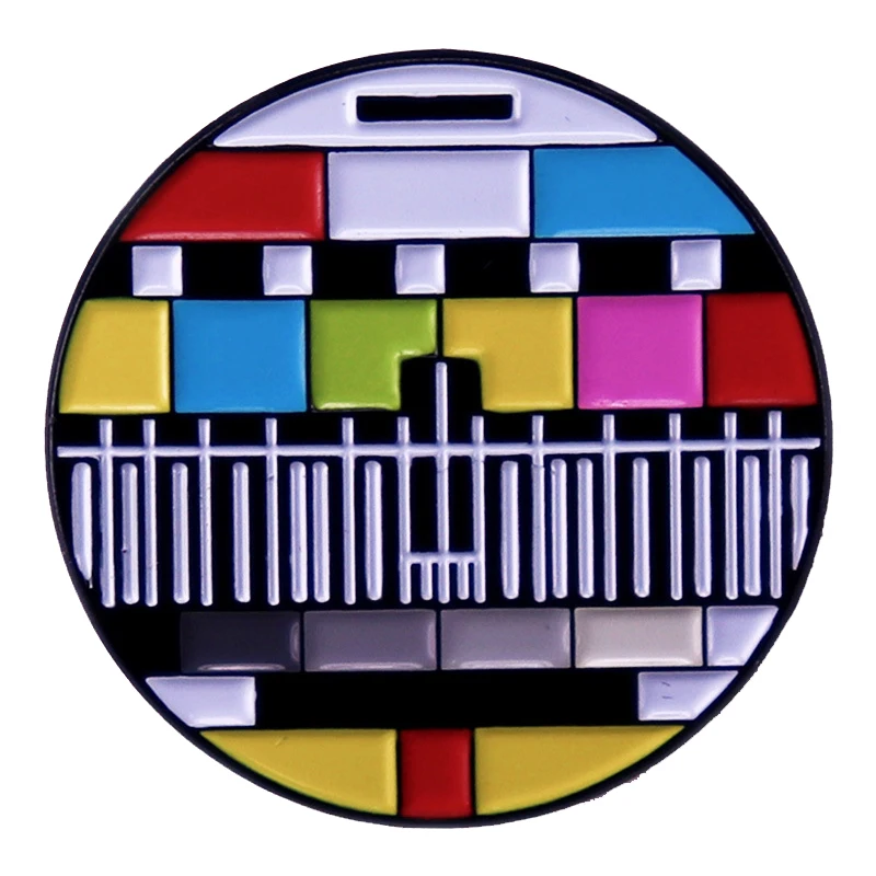C4907 Old TV Enamel Pins No Signal Retro Color Screen Television Brooches Jackets Lapel Pin Creative Nostalgia Badge Jewelry