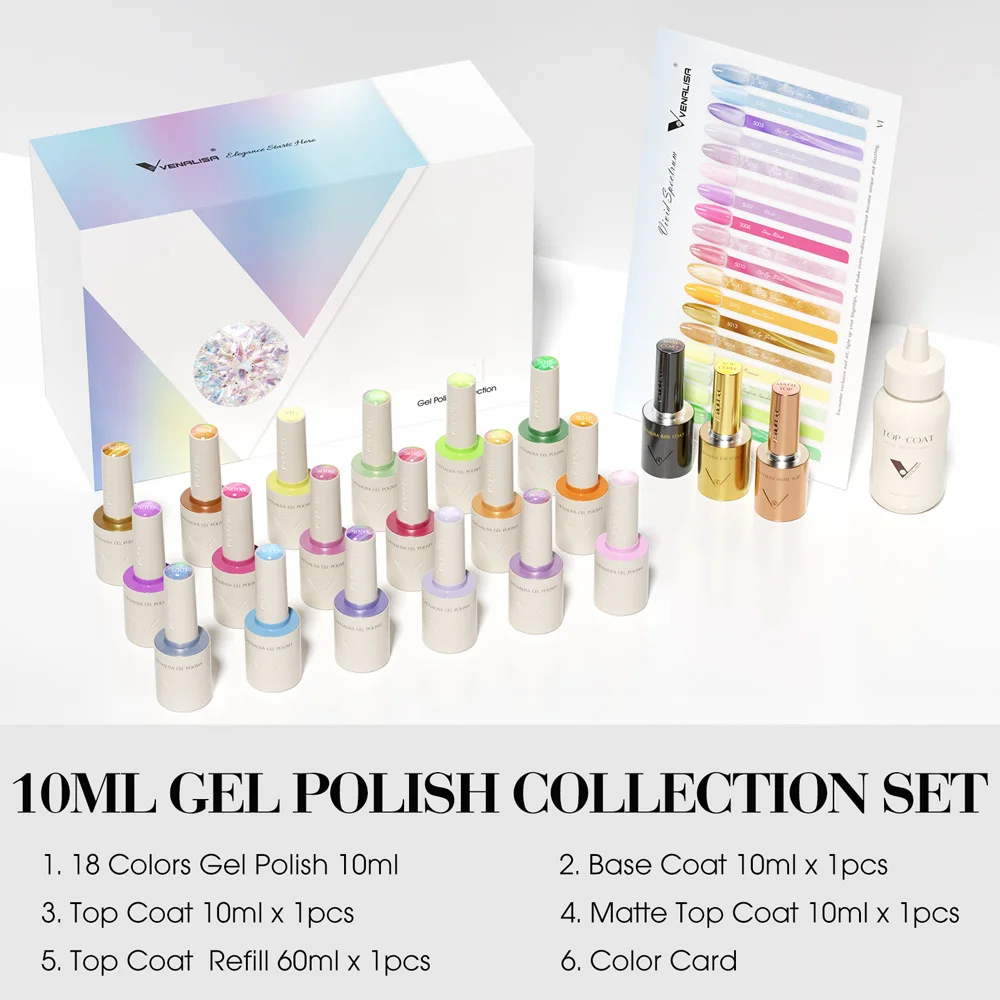 TPO Free VENALISA 10ml Gel Polish Set 10ml Round Shape Brush HEMA Free Christmas Kit Red Color Collection Branded Suitcase Gel