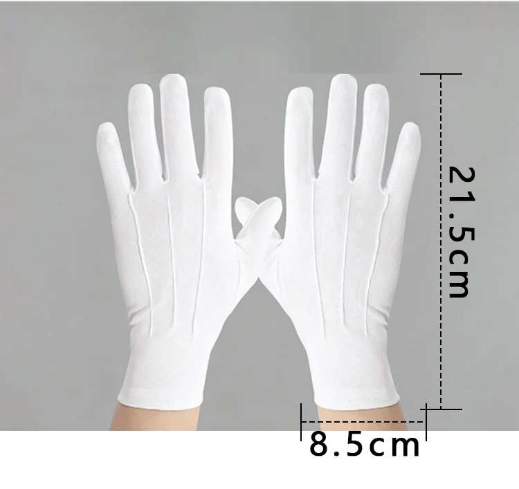 Sommerliche weiße Spandex-Handschuhe mit drei Fasern für Damen und Herren, kurz und dünn, atmungsaktiv, für Zeremonien, Kommando, Moderation, Fahren – Detail 5