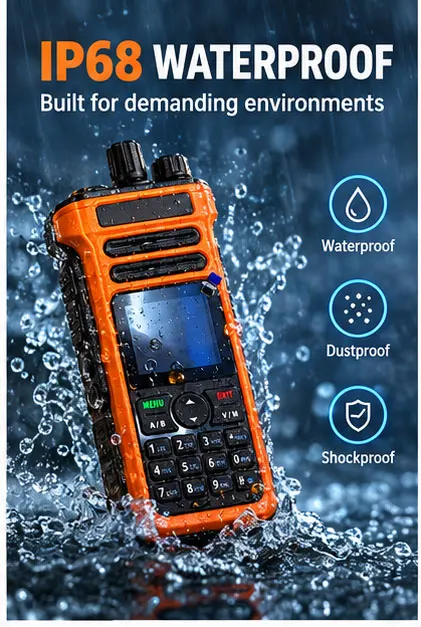 UV Dual Band 15W Walkie Talkie IP68 Waterproof Bluetooth Noise Reduction Cross-Band Repeater SOS Strobe with Charging Dock Radio