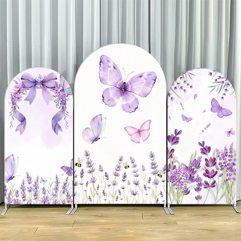 

Arch Backdrop Cover Single Side Lavender Purple Butterfly Weddings Sessions Party Decoration Photo Booth Background Event Props