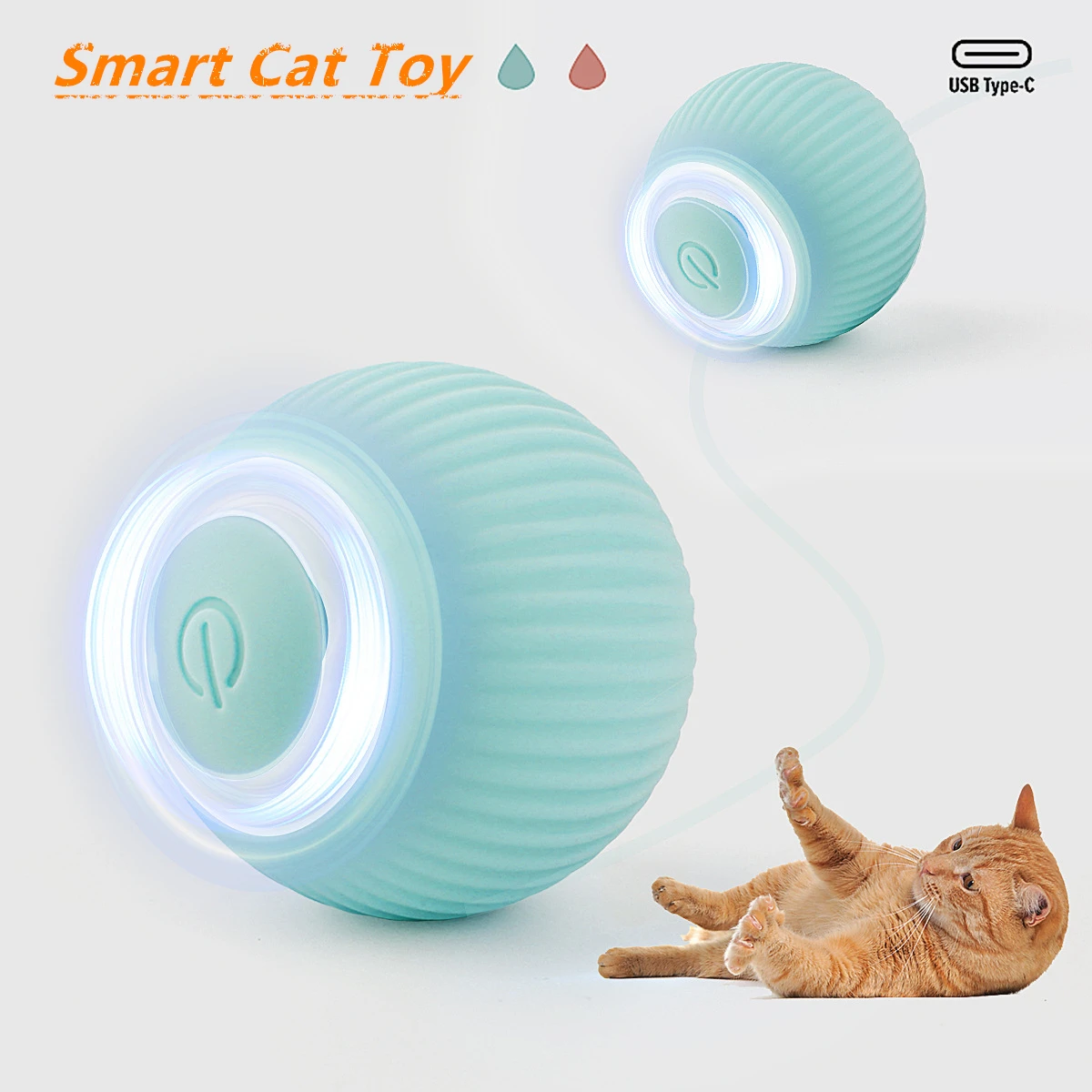 Smart Cat Rolling Ball Toys Rechargeable Cat Toys Ball Motion Ball Self-moving Kitten Toys for Indoor Interactive Playing 2023