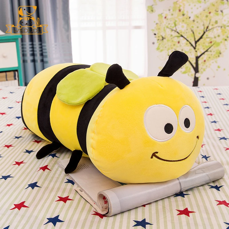 Big Bee Pillow Cute Soft Plush Stuffed Toys Animal Baby Dolls Hug Sleep Cuddle Large Cartoon Honeybee Long Cushion Children Gift