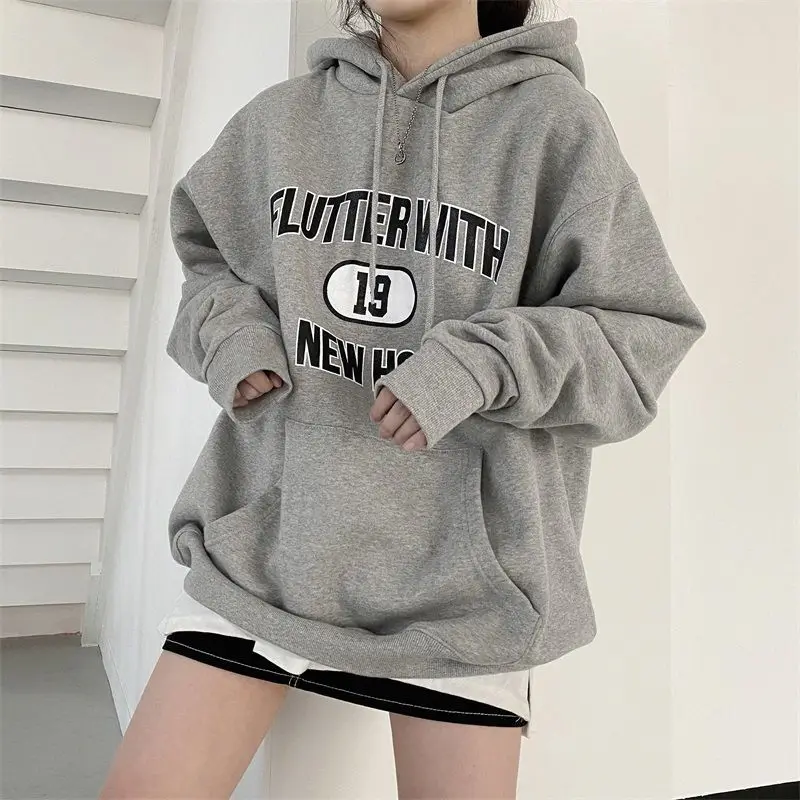 

Korean Personalized High-end Hooded Sweatshirt 2024 New Y2K Men Women Spring, Autumn Winter Loose Velvet Casual Lazy Style Tops