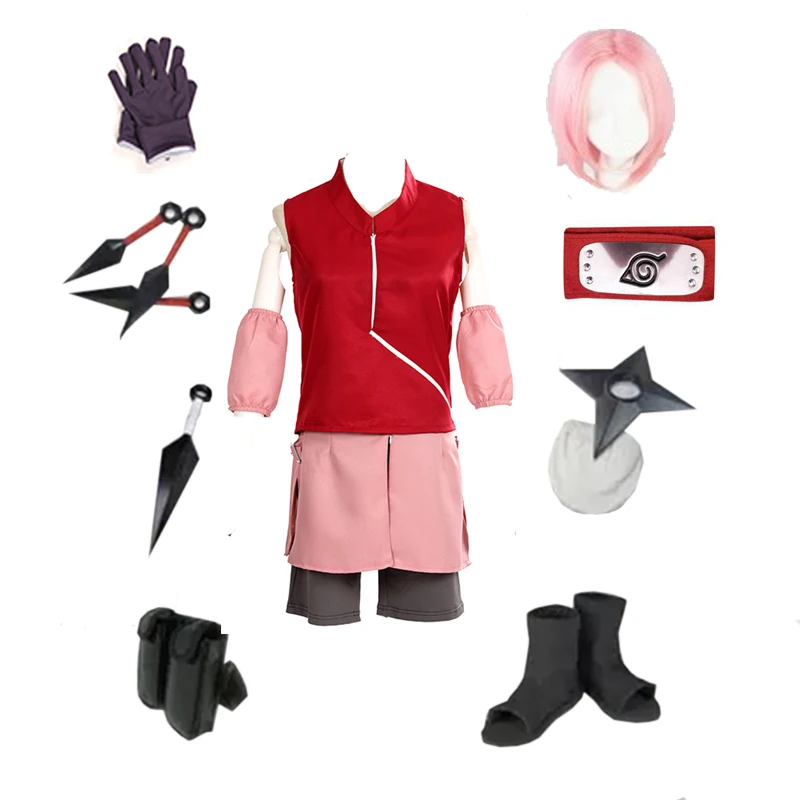 

NARUTO Womens Konoha Haruno Sakura 1st/2nd Generation Ninja China Official Authorization Cosplay Costume Suit