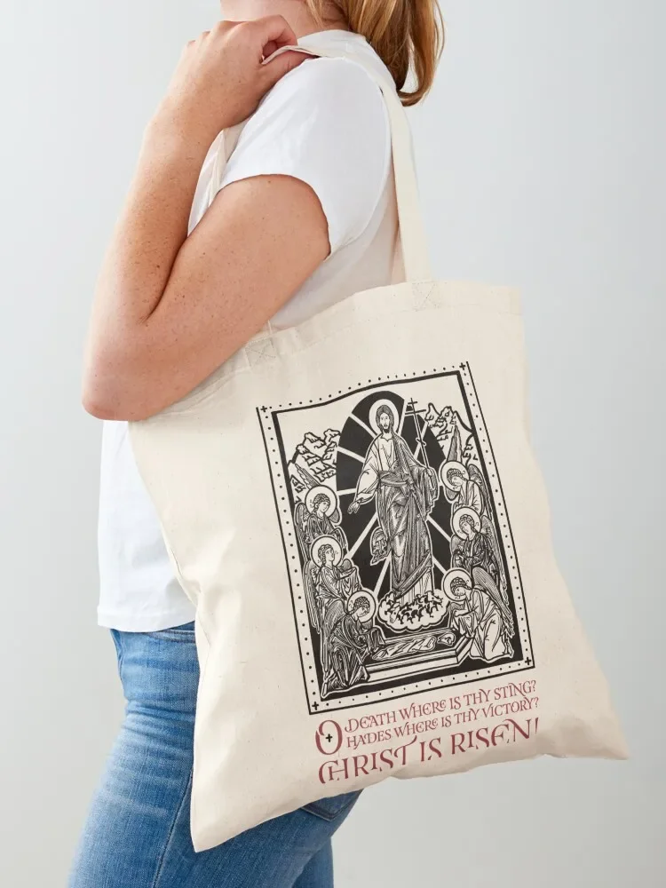 

Dual Colour Pascha with Text - The Feast of Feasts - Black Tote Bag canvas tote bag Women's shopper eco bag folding