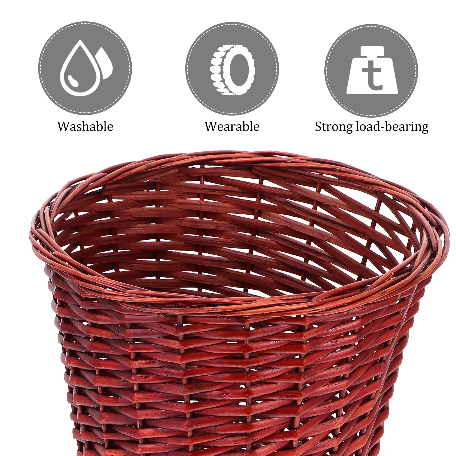 

1pc Handwoven Rattan Storage Basket Garbage Bin Household Organizer Container Home Decor Brown Eco-Friendly Woven Basket