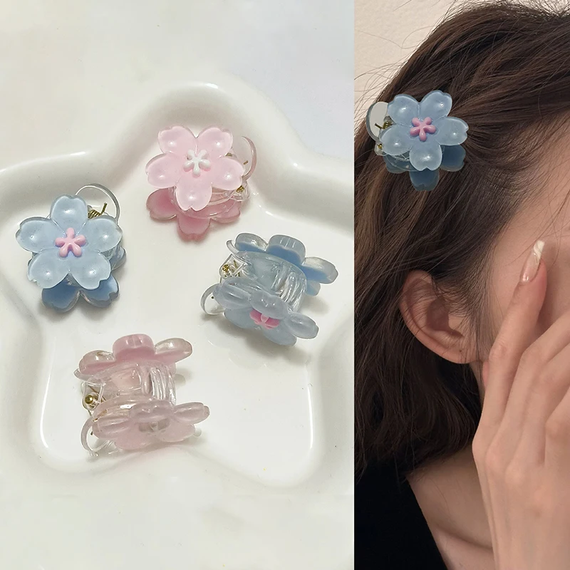 Mini Jelly Cherry Blossom Claw Clip Zoete Baby Haarspelden Kids Haarclips Kinderen Hoofddeksels Prinses Meisjes Haaraccessoires