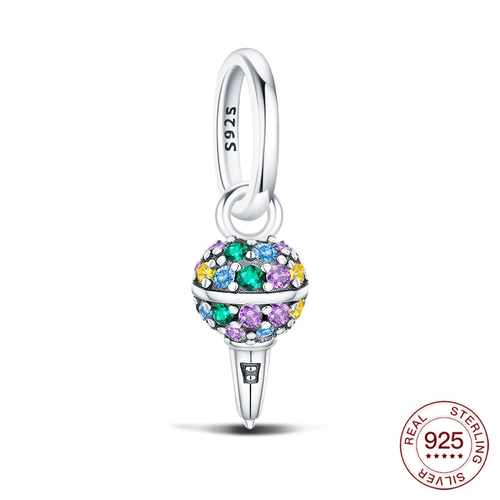 Colgante de micrófono de Color fantasía serie Me de plata 925, compatible con pulseras originales para mujer, joyería para fiesta, accesorios de regalos finos DIY