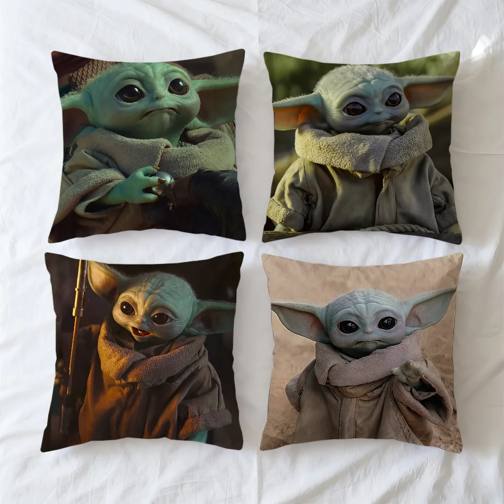 S-StarS W-WarsS Grogu Cushion Cover Square Decorative Throw Pillow Case Sofa Bed Living Room Anniversary Gifts