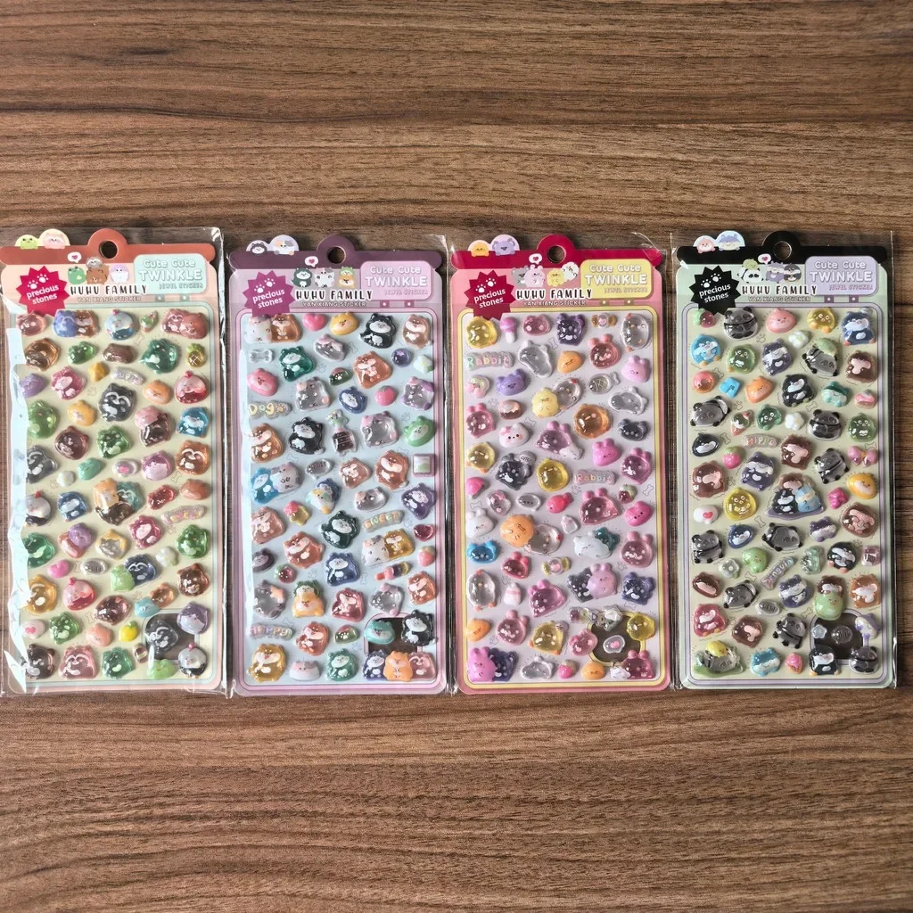 4 Pcs Kawaii 3D Embossed Cartoon Animal Stickers Kids’ DIY Decor for Phones Tablets Pencil Cases BulingBulingStickers Store