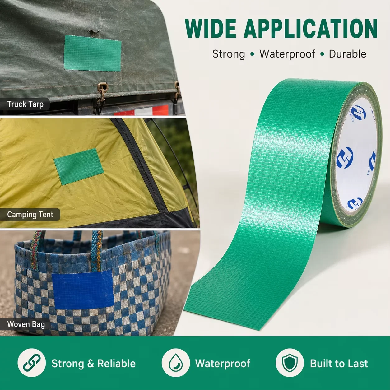 Heavy Duty Waterproof Tent Repair Tape, Tear Resistant Adhesive Patch for Tarps Canvas Awning Sail Outdoor Camping Fabric Fix