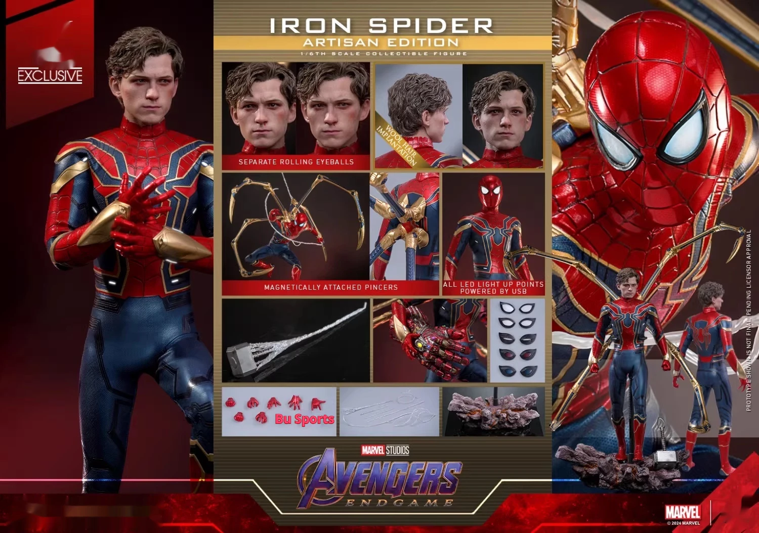 

Marve Iron Spider 2.0 MMS762AE Artisan Edition 1/6 Scale Rooted Hair Avengers Endgame Collectible Action Figure