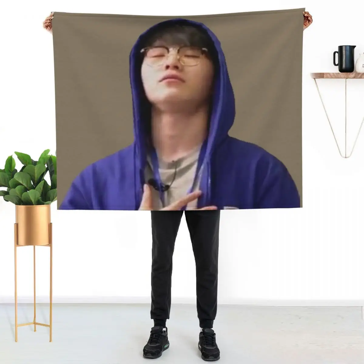 

Woozi Relaxed Meme Throw Blanket Soft Plush Blanket as Housewarming Gift