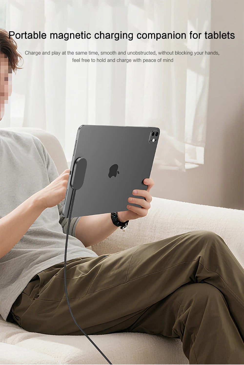 AJIUYU Magnetisches kabelloses Ladegerät für iPad Pro 13 Zoll/11 Zoll/12,9 Zoll/10,9 Zoll, schnelles Laden mit USB-C-auf-C-Ladekabel, intelligentes iPad-Ladegerät – Detail 8