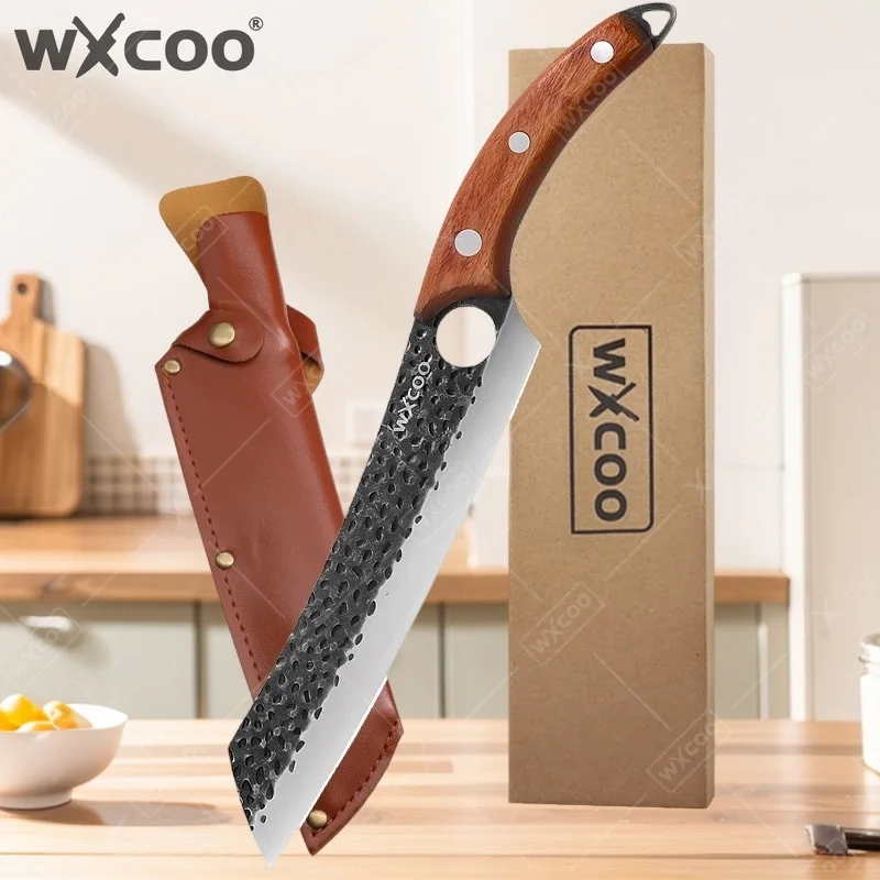

Wood Handle Chef Cooking Tool Utility Chop Vegetables Cleaver Meat Boning Butcher Knife Hand Forge Blade Kitchen Knives
