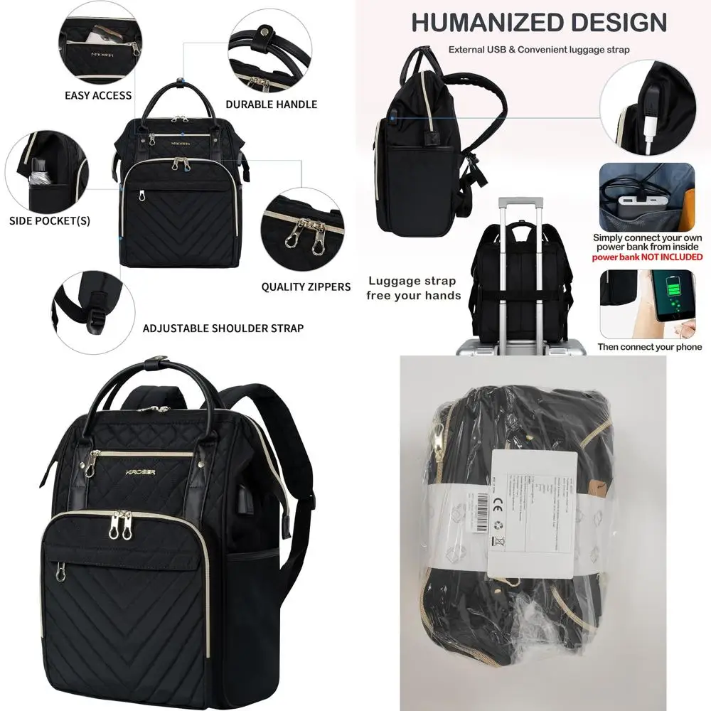 17 Sac à dos élégant et étanche pour ordinateur portable avec port USB pour un usage universitaire et décontracté