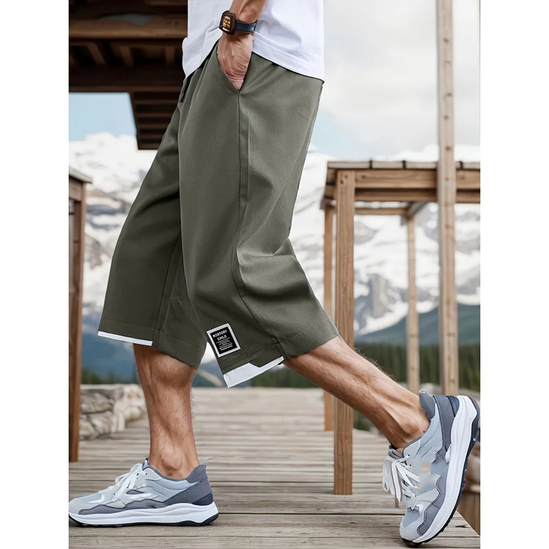Men's Fashion Fake Two Piece Shorts With Drawstring Casual Pants Summer Daily Wear Party Holiday Beach  Wear