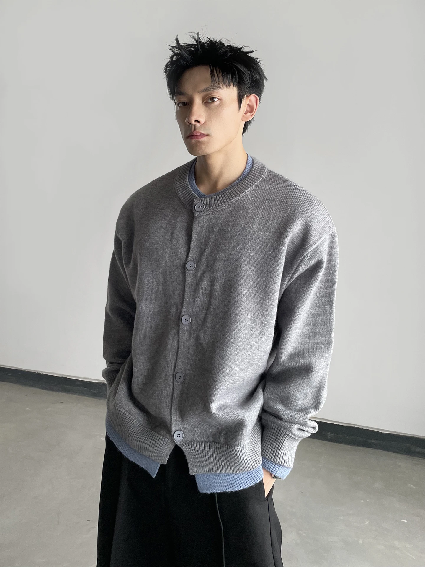 

Мужской вязаный кардиган в стиле ретро, свободный повседневный свитер для осени, для поездок на работу