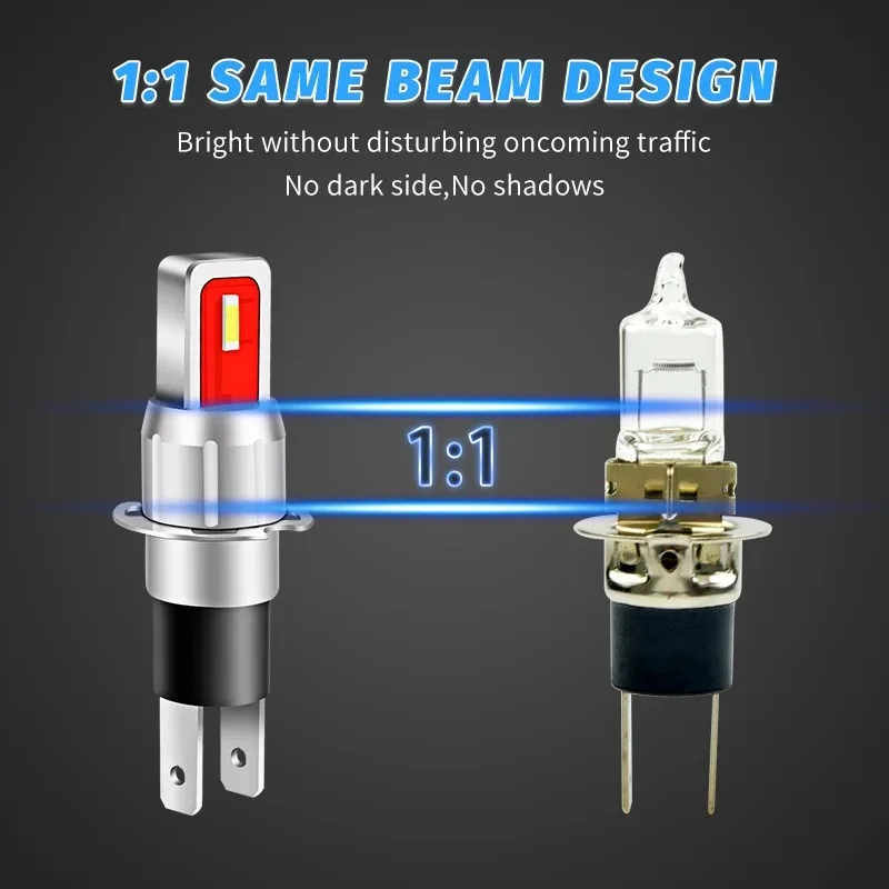 2PCS H3C High Power Scheinwerfer Tagfahrlicht h3c LED Vorne und Hinten Nebel Licht Weiß Gelb Lampen Auto zubehör 12V Canbus – Detail 7
