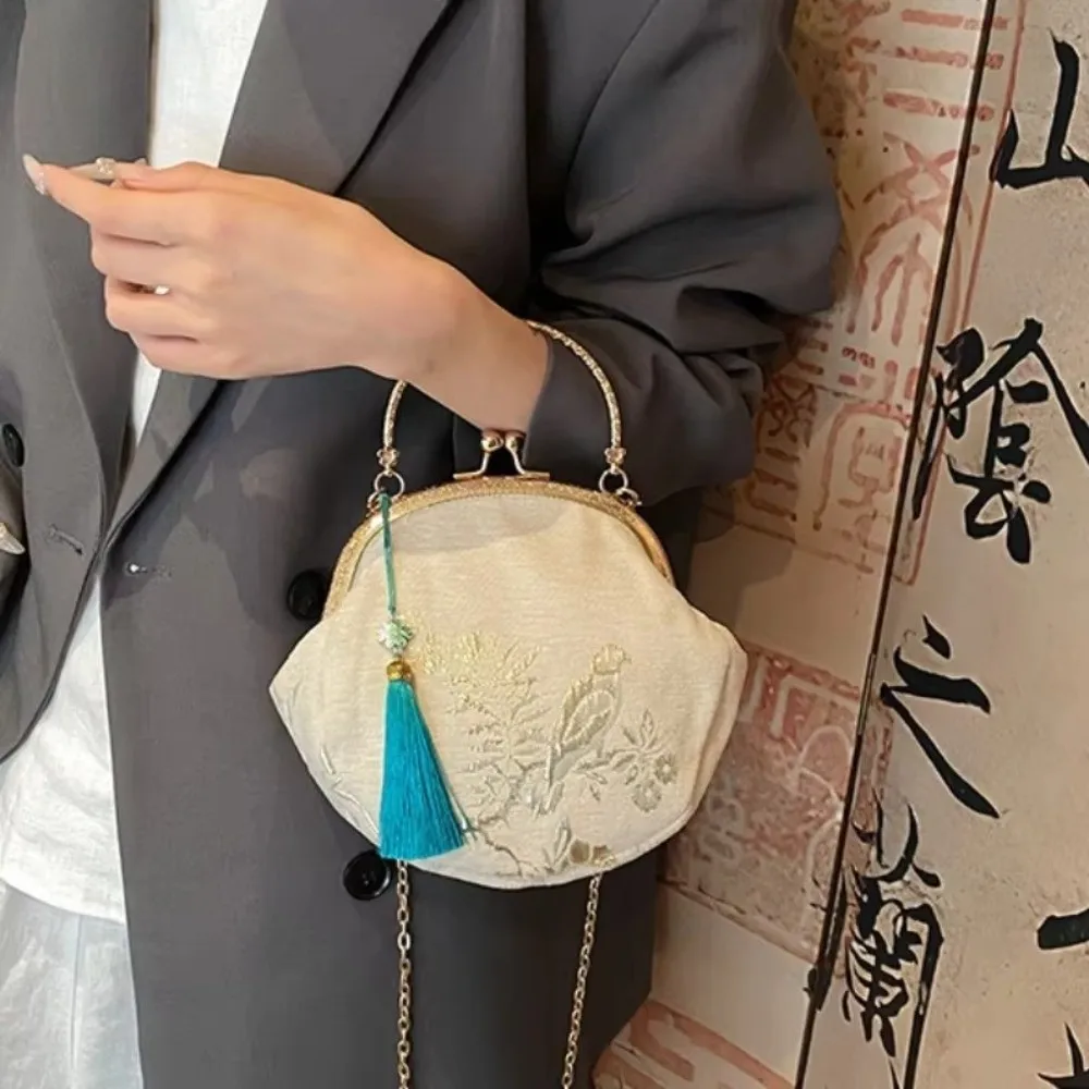 Tassel Pendant Evening Banquet Bag Single Shoulder Crossbody Bag Chinsese Style Bag Coin Purse Chain Strap Ladies Clutch Bag