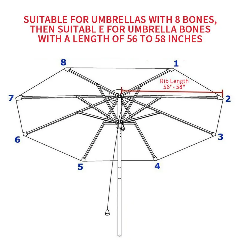 Colorful Patio Umbrella Replacement Canopy Market Umbrella Top Outdoor Umbrella Canopy with 6/8 Ribs (Canopy Only)