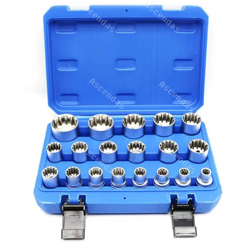 19 pieces 1/2 outer twelve-pointed plum socket wrench 12 tooth head batch Dafei tools