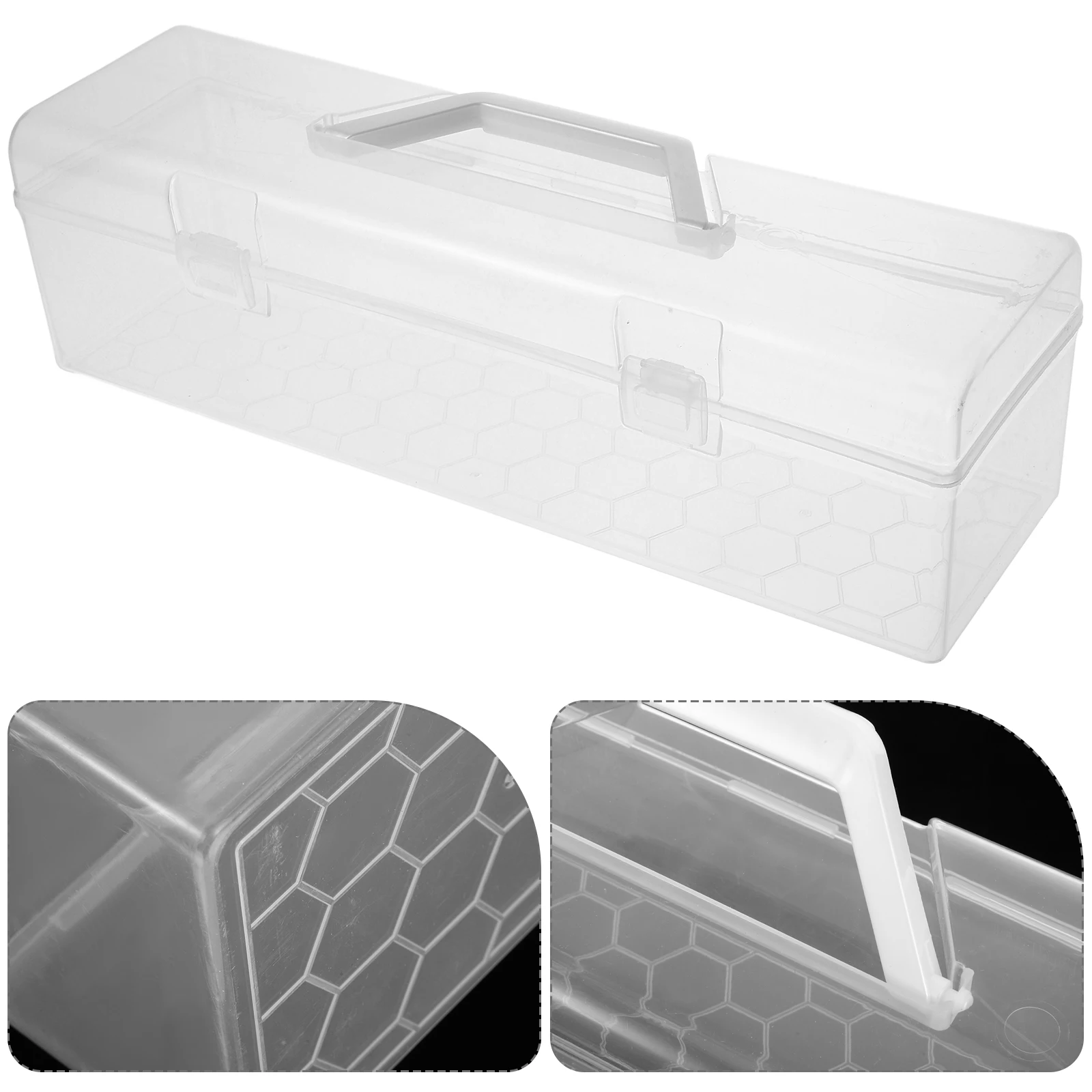 

Clear Large Capacity Paintbrush Storage Box Transparent Organizer Art Supplies School Kids Pencil Tool Box With Handle