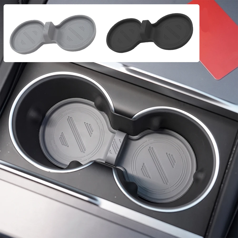 Non Slip Drink Pad Silicone Car Cup Holder Mat For Tesla Model Y/3 Highland Anti Noise Drink Holder Insert Liner Accessories
