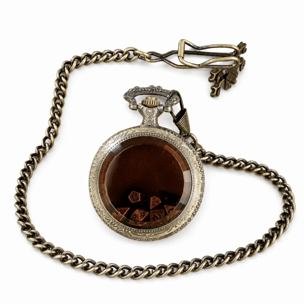 Alloy Dice Watch Case Detachable Waist Chain Transparent Cover Vintage Pocket Watch Shell Retro Dice Storage Structure