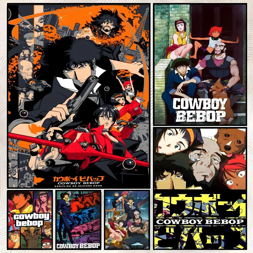 Anime C-Cowboy Bebop Poster Self-Stick HD PP Paper Wall Art Poster, Waterproof Decor for Bedroom, Living Room and Home