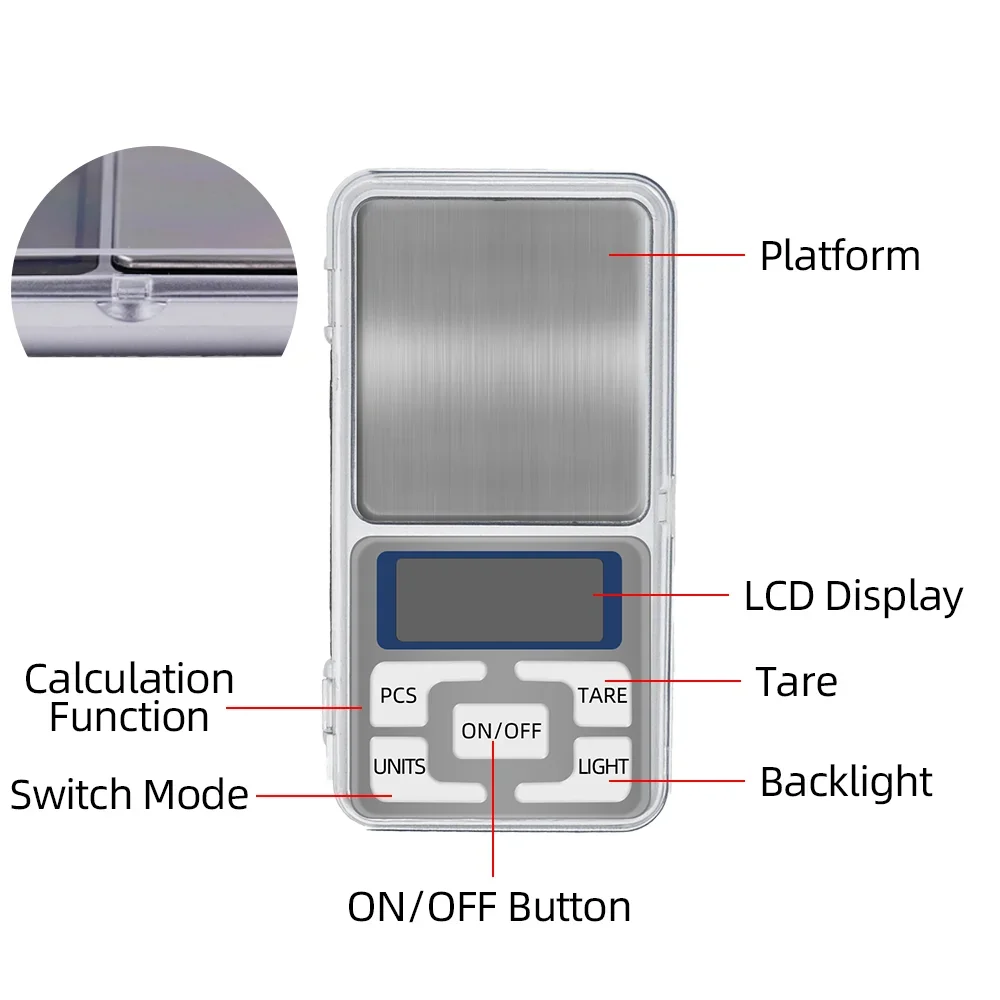 100g/200g/300g/500g/1000g 0.01g /0.1g Mini Digital Scale Electronic Balance LCD Display Jewelry Kitchen Weighing with Backlight