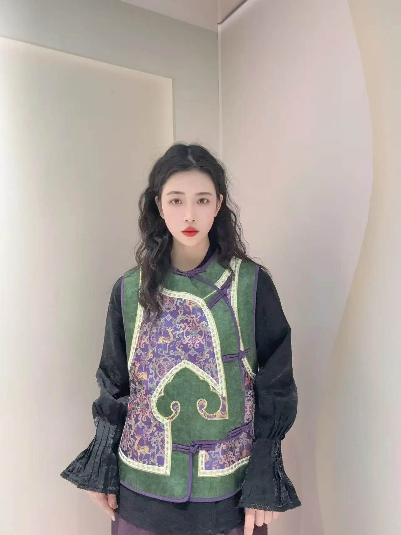 

Новая китайская тонкая блузка-жилет в стиле Ханьфу с вышивкой SONG JIN, винтажная, с эффектом переплетения, неоново-фиолетовая, свободного кроя, женская