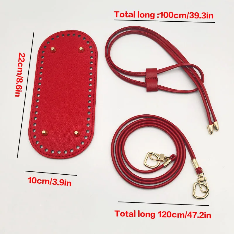 3-Piece DIY Crochet Bag Accessories Set - Adjustable Shoulder Strap, Drawstring Closure, Durable Faux Leather Base, Handmade Bag Accessories, for Handmade Crafts, DIY Wallets and Handbags, Handmade Bag Accessories |   Vibrant Accessories |   Durable Artificial Leather, Bag Accessories, DIY Wallet Making
