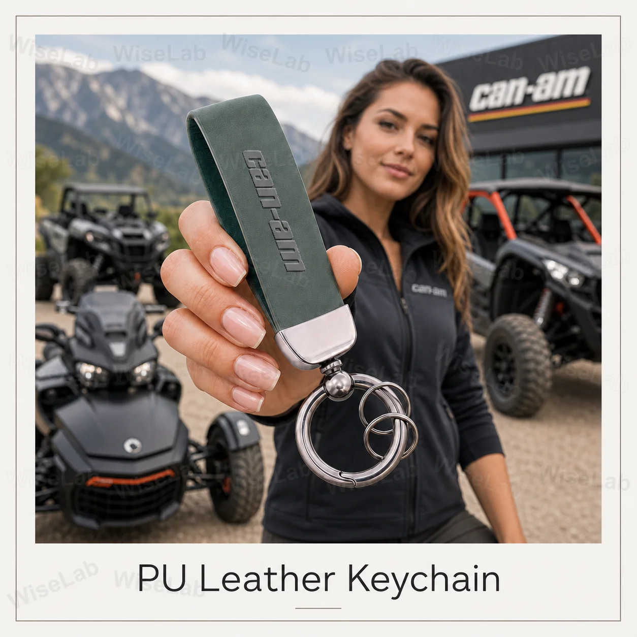 For Can Am Outlander 1000 Ryker 900 Renegade 800 Canam Maverick X3 Spyder Luxury PU Leather Keychain motorcycle
