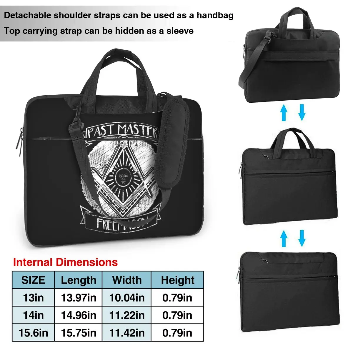 Freemason Handbag Laptop Bag Square and Compass Fashion Briefcase Bag 13 14 15 15.6 Funny For Macbook Air Pro Computer Pouch